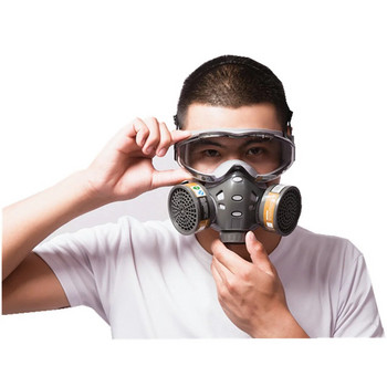 Μάσκα αερίου με φίλτρα Γυαλιά ασφαλείας ενεργού άνθρακα Προστατευτική μάσκα για σπρέι διακόσμηση φυτοφαρμάκων αναπνευστήρας φορμαλδεΰδης