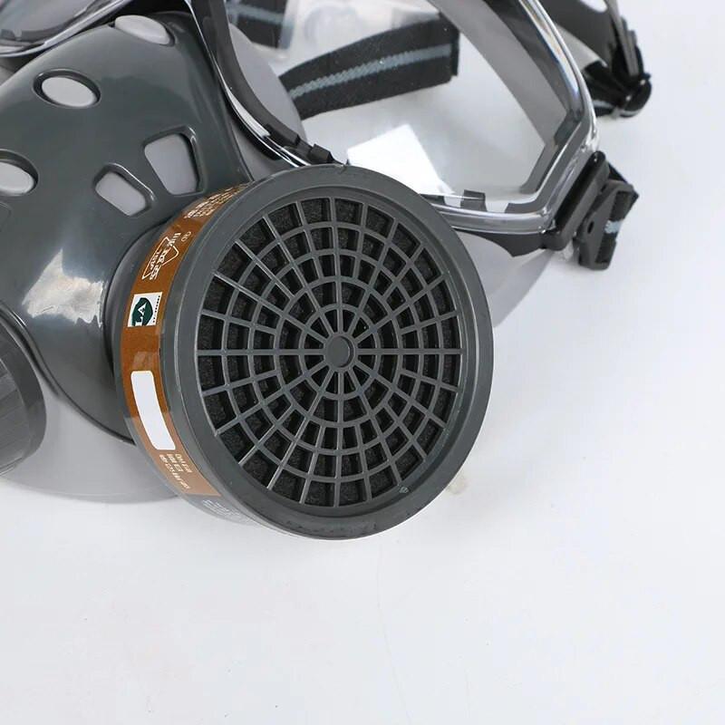 Dujų kaukė su filtrais Aktyvios anglies apsauginiai akiniai Apsauginė kaukė purškiamų dažų Pesticidų dekoravimui Formaldehido respiratorius