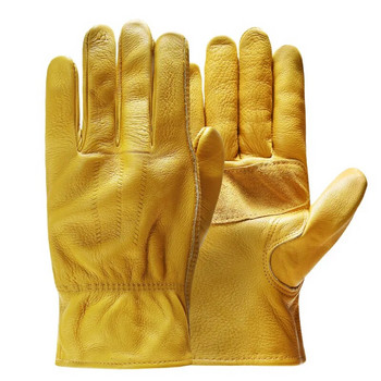 Мъжки работни ръкавици за комунални услуги за градинарство/рязане/строителство/мотоциклети, устойчиви на абразия кожени ръкавици