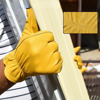 Ανδρικά γάντια εργασίας για επιχειρήσεις κοινής ωφέλειας για κηπουρική ξύλου/κόψιμο/κατασκευές/μοτοσικλέτα, δερμάτινα γάντια ανθεκτικά στην τριβή