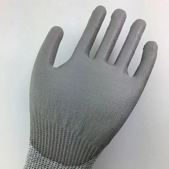 8 τεμάχια/4 ζεύγη Προστατευτικά γάντια εργασίας ανθεκτικά στην κοπή από HPPE Fiber Cut Επίπεδο 5 Γάντι ασφαλείας PU Palm Dipping