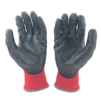 2023 Νέα γυναικεία προστατευτικά γάντια κηπουρικής ανδρικής κατασκευής Πλεκτά γάντια εργασίας από καουτσούκ PU με εμβαπτισμένο κόκκινο νάιλον.