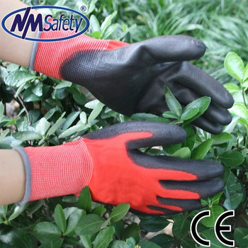 2023 Νέα γυναικεία προστατευτικά γάντια κηπουρικής ανδρικής κατασκευής Πλεκτά γάντια εργασίας από καουτσούκ PU με εμβαπτισμένο κόκκινο νάιλον.