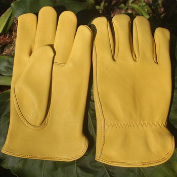 Кожени работни ръкавици Шофьорски ръкавици от овча кожа Мъжки мотоциклети Градинарство Безопасност Защитни ръкавици за бране на плодове