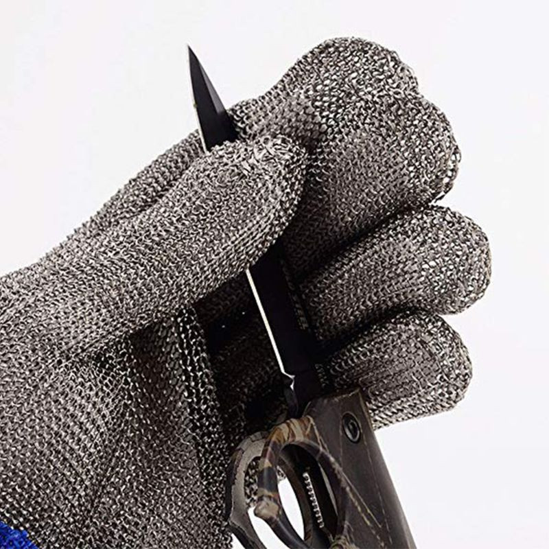 Albastru Roșu Mănușă de măcelar cu plasă metalică din oțel inoxidabil Rezistent la tăieturi de siguranță Protecție de înaltă performanță Nivel 5