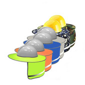 Šviesą atspindintis kietų skrybėlių skėtis nuo saulės su vėdinimo angomis pilno krašto kaklo skydas, gerai matomas plaunamas skydelis nuo saulės darbo vietai