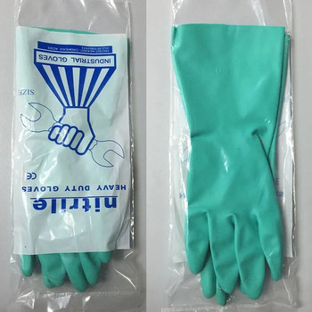 NMSAFETY 2023 Green Nitrile Industrial Arbeitshandschuhe Long Chemical Work Glove Diamond Grip On Palm Protective Glove For Work