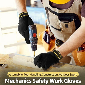 XYEHS 1 Pair Συνθετικό Δέρμα & Spandex Mechanics Γάντια εργασίας ασφαλείας Ανθεκτικά στην τριβή Ελαφρύ και αναπνεύσιμο