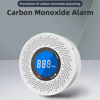 1 PCS Бял въглероден моноксид Самостоятелен детектор CO аларма с екранен дисплей Захранван от батерия за дома Кухня Офис