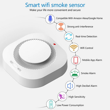 Λειτουργία WiFi Tuya APP Αισθητήρας ανιχνευτή καπνού & Ανιχνευτής μονοξειδίου του άνθρακα Co Gas Smoke Smoke Sound Alarm