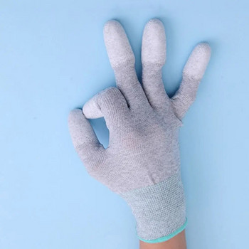 Λευκά αντιστατικά γάντια PU Nylon-Carbon Finger Coating Γάντια εργασίας ασφαλείας Αντιολισθητικά Αντισκονικά Ηλεκτρονικά Αξεσουάρ εργασίας