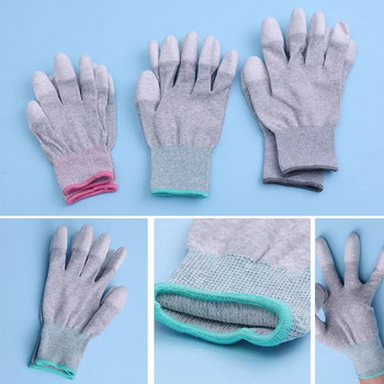 Λευκά αντιστατικά γάντια PU Nylon-Carbon Finger Coating Γάντια εργασίας ασφαλείας Αντιολισθητικά Αντισκονικά Ηλεκτρονικά Αξεσουάρ εργασίας