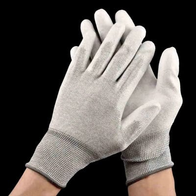 Bijele antistatičke rukavice PU najlonsko-ugljični premaz za prste Sigurnosne radne rukavice Neklizajuće elektronički radni pribor otporan na prašinu