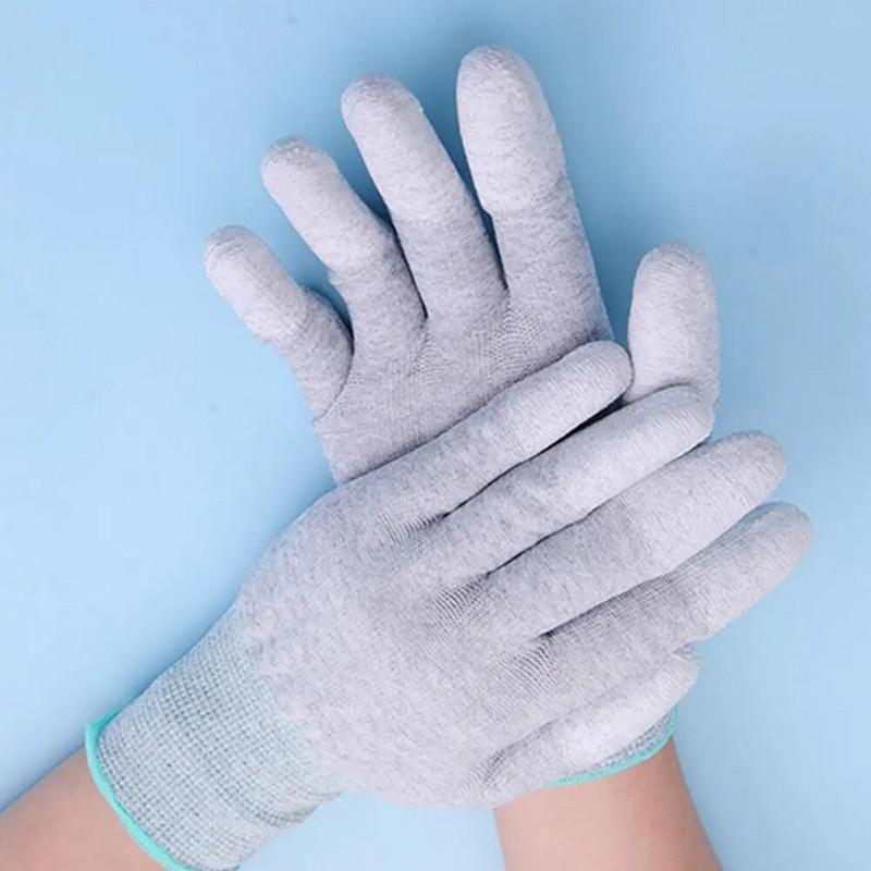 Bijele antistatičke rukavice PU najlonsko-ugljični premaz za prste Sigurnosne radne rukavice Neklizajuće elektronički radni pribor otporan na prašinu