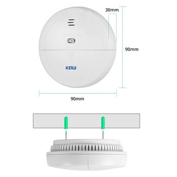 KERUI Ασύρματοι ανιχνευτές καπνού 433 MHz Ασφάλεια Αισθητήρας καπνού Συναγερμός οικιακής κουζίνας για σύστημα συναγερμού GSM Wifi Χρησιμοποιείται ανεξάρτητα