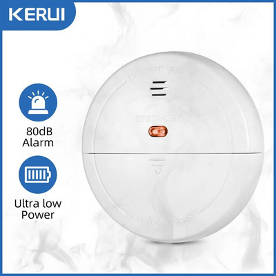 KERUI vezeték nélküli 433MHz-es füstjelzők otthoni konyhai biztonsági füstérzékelős riasztó GSM Wifi riasztórendszerhez önállóan használható