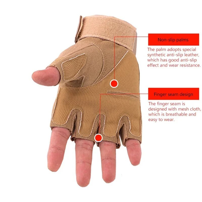 Taktické rukavice s polovičnými prstami pre mužov a ženy, outdoorové športy, jazda na koni, ochrana pre vojenských fanúšikov, bojové protišmykové priedušné rukavice