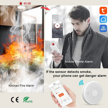Ултра тънка WiFi функция Tuya Smart Life Family Kitchen 2 в 1 Co Gas & Smoke Detector Сензор за звукова аларма за въглероден окис