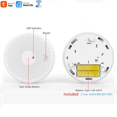 Tuya WIFI alarm za dim 2 u 1 Kombinirani detektor dima ugljičnog monoksida CO Indikator alarma za dim, detektor dima za požarni alarm