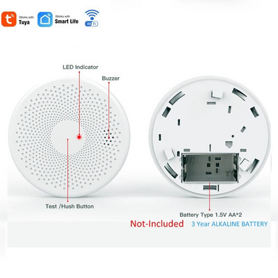 Tuya WIFI alarm za dim 2 u 1 Kombinirani detektor dima ugljičnog monoksida CO Indikator alarma za dim, detektor dima za požarni alarm