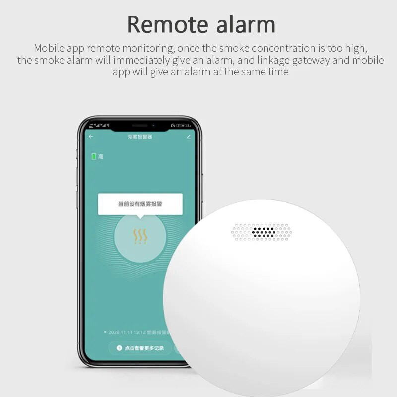 Samostatný detektor dymu, ultratenký dizajn požiarneho hlásiča, s funkciou stlmenia, zvuk alarmu 85 dB, detektor dymu s certifikátom CE
