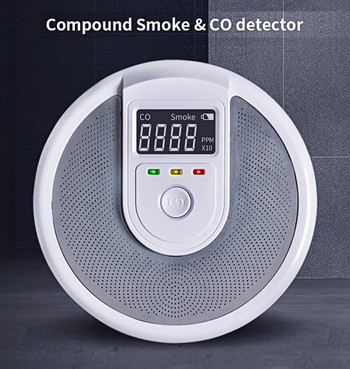 2 в 1 CO и аларма за дим Противопожарна защита Детектор за дим Композитен независим тип сензор за въглероден окис за домашен хотел училище