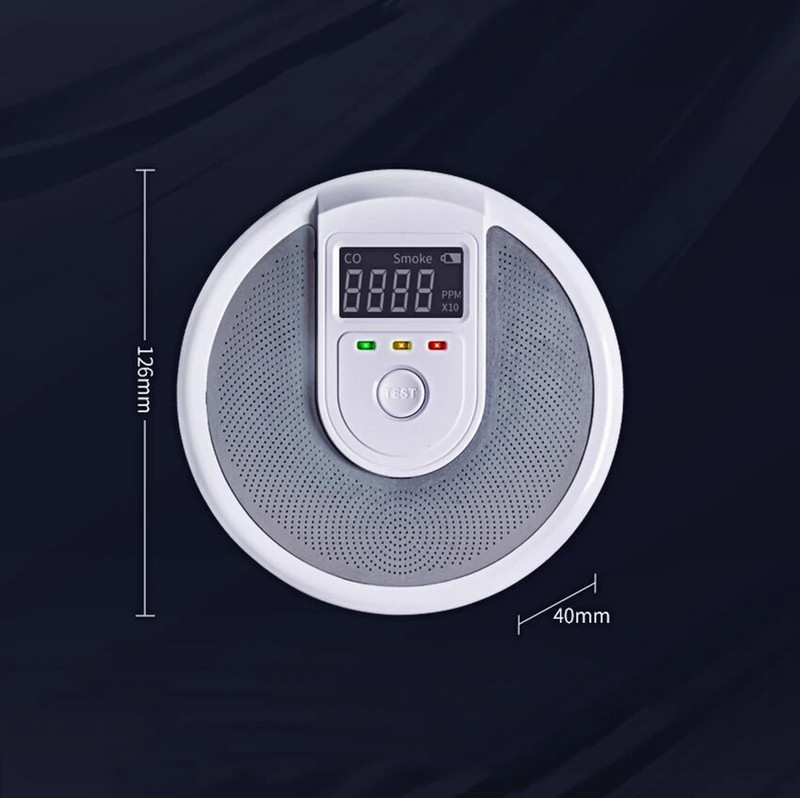 2 vienā CO un dūmu trauksmes ugunsdrošības dūmu detektors kompozīta neatkarīga tipa oglekļa monoksīda sensors mājas viesnīcu skolai