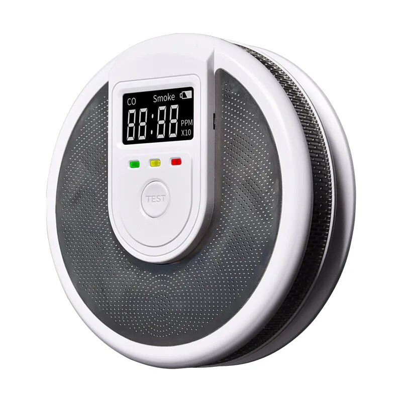 2 vienā CO un dūmu trauksmes ugunsdrošības dūmu detektors kompozīta neatkarīga tipa oglekļa monoksīda sensors mājas viesnīcu skolai