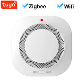 Tuya Zigbee/Wifi детектор за дим Домашна сигурност Предотвратяване на безопасност Сензор за дим Звукова аларма Работа с Zigbee Hub