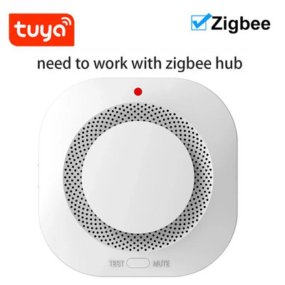 Tuya Zigbee/Wifi детектор за дим Домашна сигурност Предотвратяване на безопасност Сензор за дим Звукова аларма Работа с Zigbee Hub