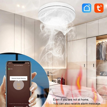 2 В 1 WiFi функция Tuya APP Smart Life Дом Кухня Стая CO и детектор за дим Сензор Пожар Звукова аларма Предупреждение за въглероден окис