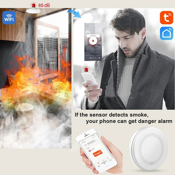 Εξαιρετικά λεπτή σχεδίαση Λειτουργία WiFi Tuya Smart Safety Ανιχνευτής καπνού Κουζίνας Ηχητικός συναγερμός Αισθητήρας πυρκαγιάς Συσκευή ειδοποίησης