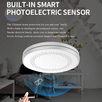 Ултра-тънък дизайн WiFi функция Tuya Smart Safety Smoke Detector Кухненска звукова аларма Пожарен сензор Предупредително устройство