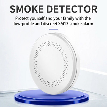 Ултра-тънък дизайн WiFi функция Tuya Smart Safety Smoke Detector Кухненска звукова аларма Пожарен сензор Предупредително устройство