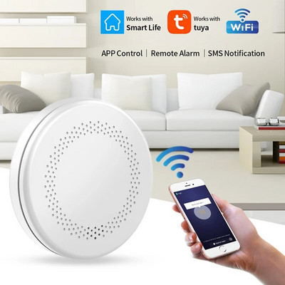 Ultra-Thin Design WiFi Function Tuya Smart Safety Smoke Detector Kitchen Sound Alarm Fire Sensor Alert Device