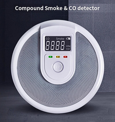 Композитен независим тип аларма за дим на CO Противопожарна защита Детектор за дим 2 в 1 Сензор за въглероден окис за домашно хотелско училище