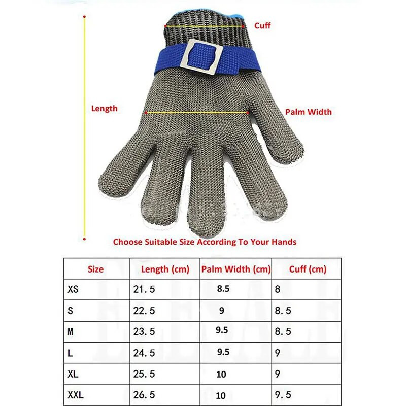 NMSafety 100% неръждаема стомана с високо качество Butcher Protect Meat Kitchen Fishing Glove ANSI A5