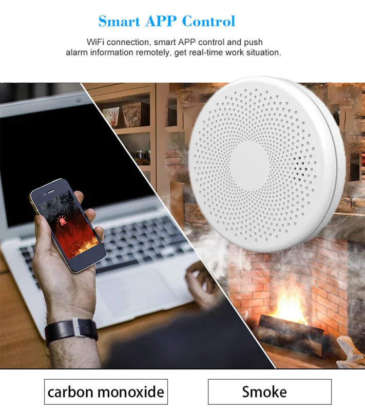 Eraldiseisev kombineeritud suitsuandur ja vingugaasiandur, AA patareitoitel, CO indikaatoriga gaasi suitsuandur