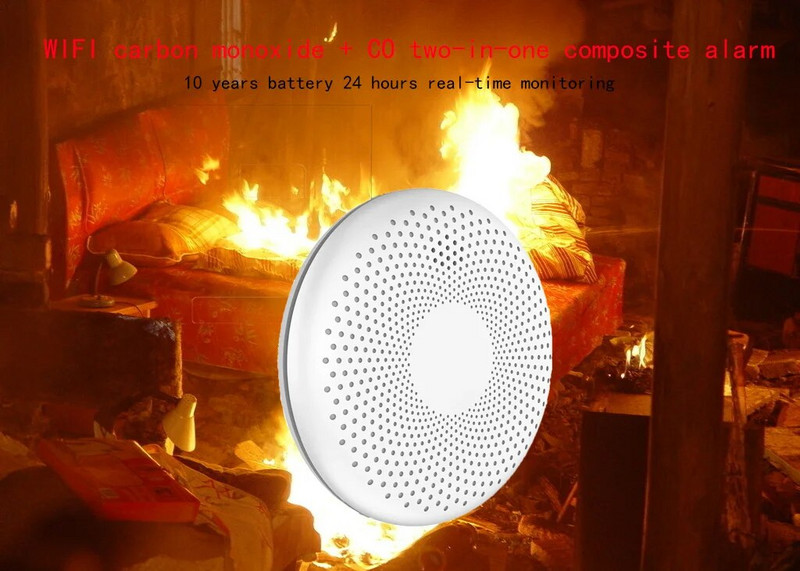 Eraldiseisev kombineeritud suitsuandur ja vingugaasiandur, AA patareitoitel, CO indikaatoriga gaasi suitsuandur