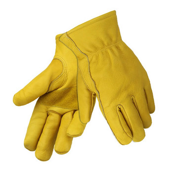 Зимни работни ръкавици Телешка кожа Термична мотоциклетна ръкавица Студено време Памучна подплата Фризер Работна ръкавица
