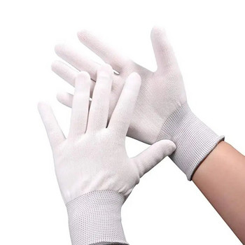 4Paris Бели работни ръкавици Нехлъзгащи се работни ръкавици Найлонови ръкавици Предпазни работни ръкавици за носене Ремонтни ръкавици за PC Компютърно шиене
