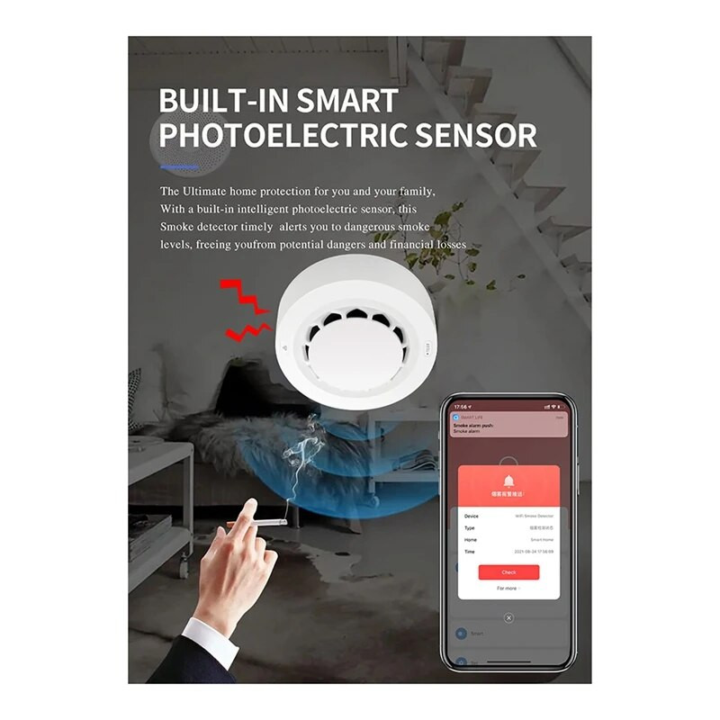 Tuya Wifi dūmų signalizacija priešgaisrinė dūmų detektorius namų apsaugos sistemos ugniagesiai