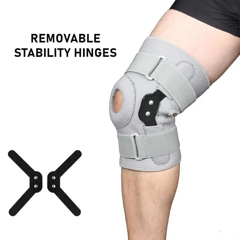 1PC Genunchiere cu stabilizatori laterali duali metalici Suport pentru genunchi Protector reglabil pentru rotula Artrita Dureri articulare Protectie sportiva