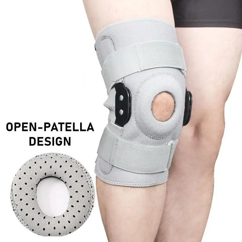1PC Genunchiere cu stabilizatori laterali duali metalici Suport pentru genunchi Protector reglabil pentru rotula Artrita Dureri articulare Protectie sportiva
