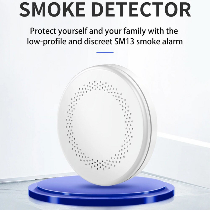 Detector de fum Tuya Smart Home Conectat WLAN Baterie AA Detector de incendiu Câștigătorul testului Detector de incendiu Wi-Fi Conform EN 14604