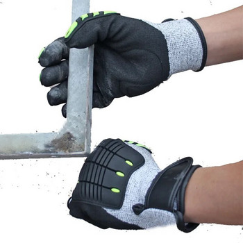 NMSafety Anti-Vibration Anti-Cut Glove Устойчиви на масло с TPR на гърба Защитни работни ръкавици Mechanics Устойчиви на порязвания ръкавици