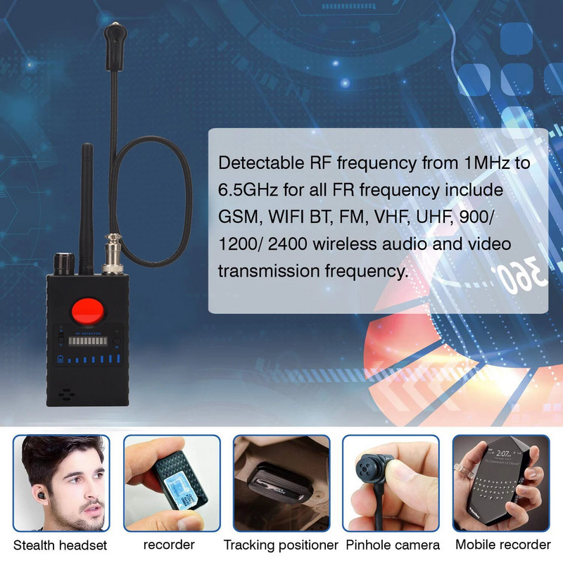 Tracker Detect Wireless Products Ανιχνευτής GPS Ισχυρός μαγνητικός εντοπιστής Αντικατασκοπευτικής κάμερας κατά της ειλικρινούς κάμερας GSM Rf Signa Detect Detector