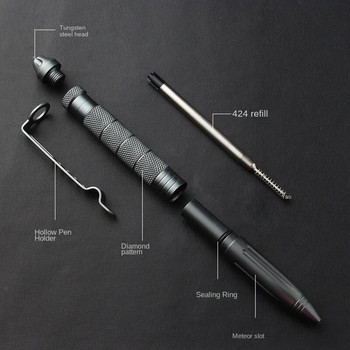 ZK20 Dropshiping Defense Tactical Pen Висококачествена алуминиева противоплъзгаща се преносима писалка за самозащита стоманен Glass Breaker Survival Kit