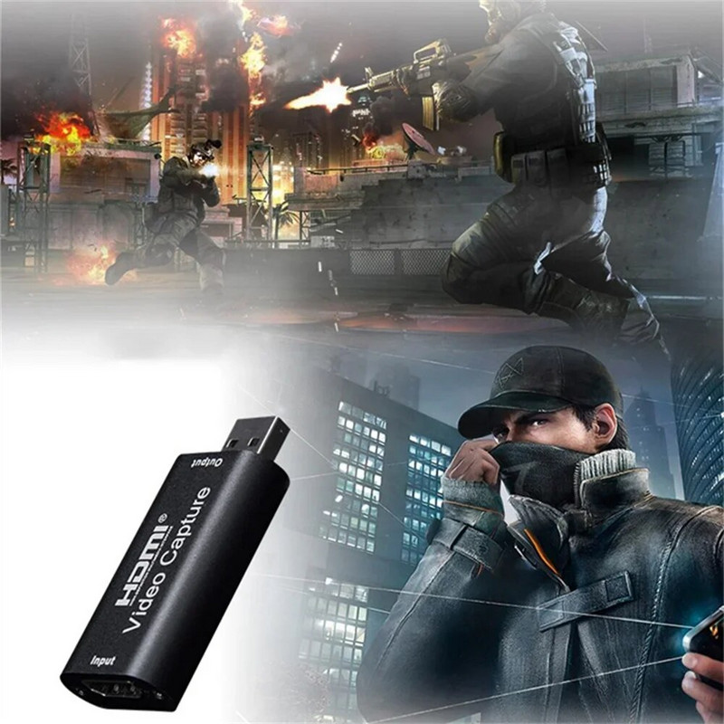 Ar 4K HDMI saderīga video tveršanas kartes straumēšanas plate Capture USB 2.0 1080P Card Grabber ierakstītāja kaste PS4 spēļu DVD kamerai