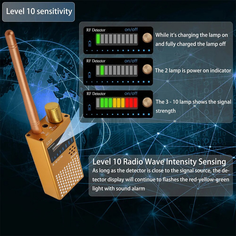 G618W Bezdrôtový detektor RF signálu, ploštice, GSM GPS sledovacia kamera, odpočúvacie zariadenie, profesionálny vyhľadávač signálu G319